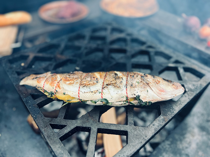 Daimana Firegrill Menu Zeebaars op het diamantrooster